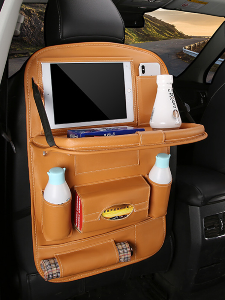 Multi-function car behind seat Organizer Foldable Table Tray Travel Storage Bag 