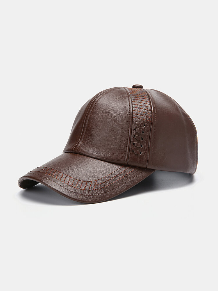 Men Artificial Leather Vintage Woven Baseball Cap Personality With Woven Hat