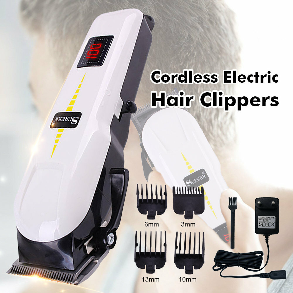 

Rechargeable LED LCD Display Hair Trimmer Clipper Hair Salon Clipper Adult Child Hair Clipper, White