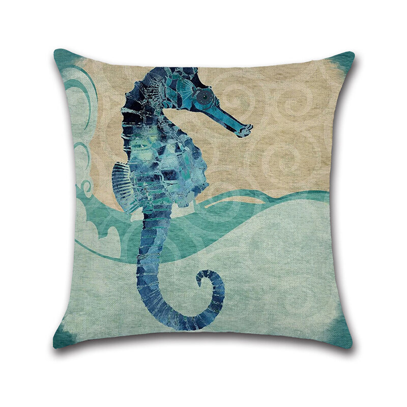 

Ocean Octopus Sea House Crab Printed Cotton Linen Cushion Cover Square Sofa Car Decor Pillowcase