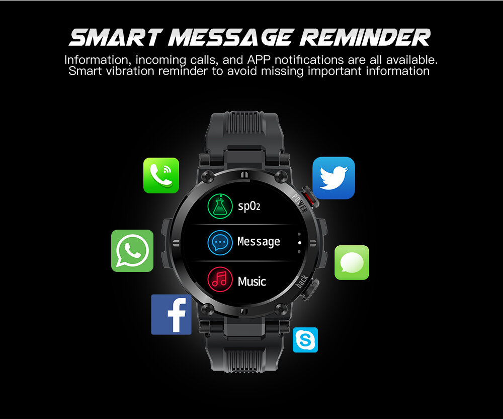 1.3'' Touch Screen IP68 Waterproof Outdoor Tracking Smart Watch