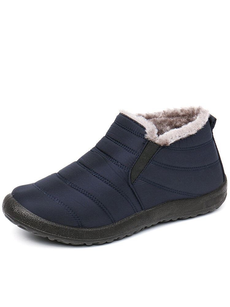 Men Waterproof Fabric Plush Lining Slip On Casual Ankle Boots