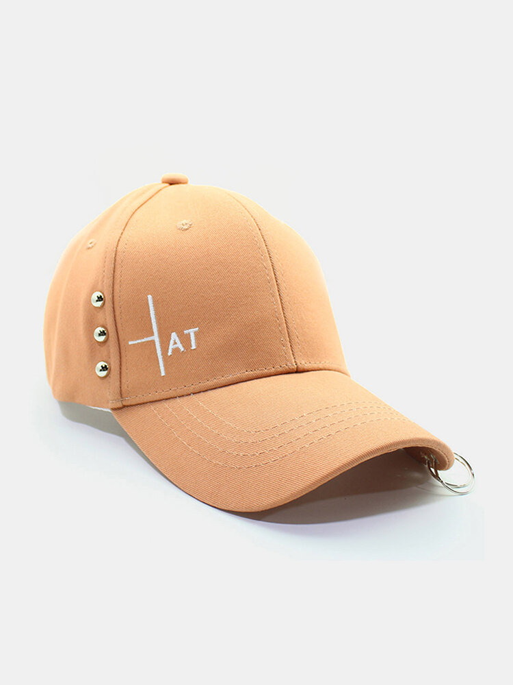 

Men & Women Alphabet Striped Embroidered Baseball Cap, Orange