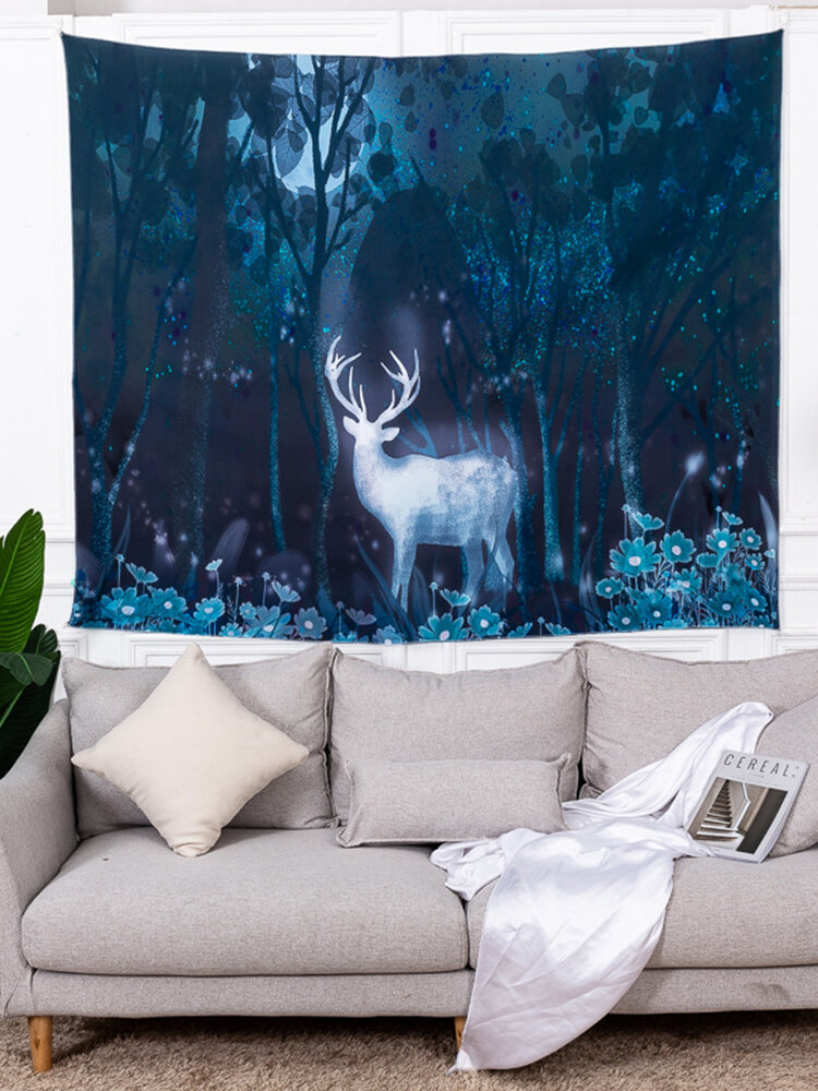

INS Style Sika Deer Spirit Animal Pattern Wall Hanging Tapestries Home Living Room Art Decor