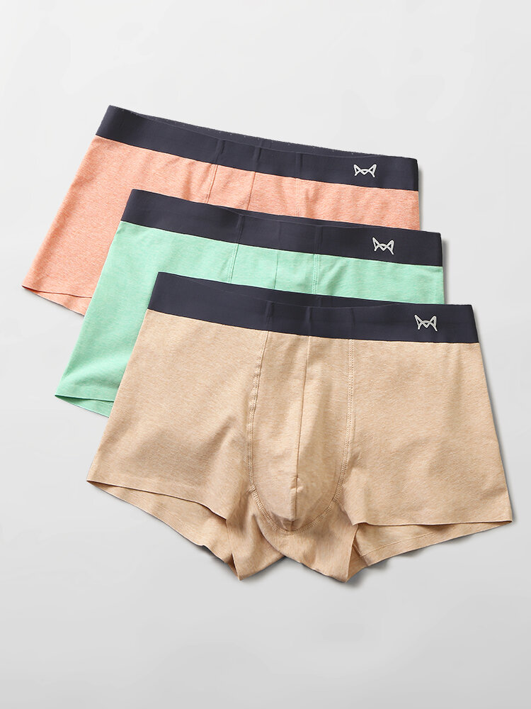 Mens Pure Color Multipacks Seamless Underpants Cotton Comfy Boxer Briefs