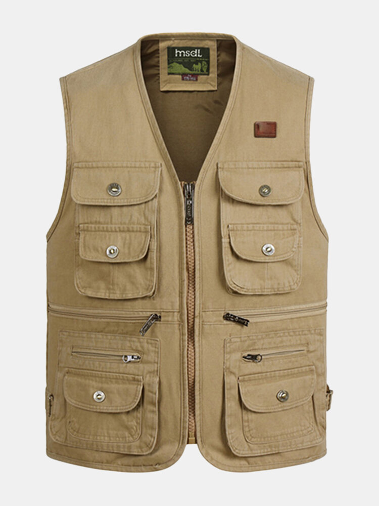 

Outdoor Sport Fishing Photographic Pure Cotton Multi Pockets Vest Waistcoats for Men, Army green;khaki;yellow;beige