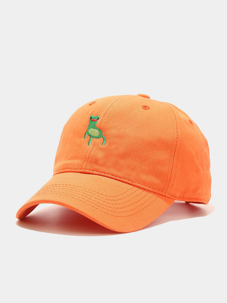 Unisex Cotton Embroidery Cartoon Frog Casual Outdoor Sunshade Hunting Blazing Orange Safety Orange Baseball Hat