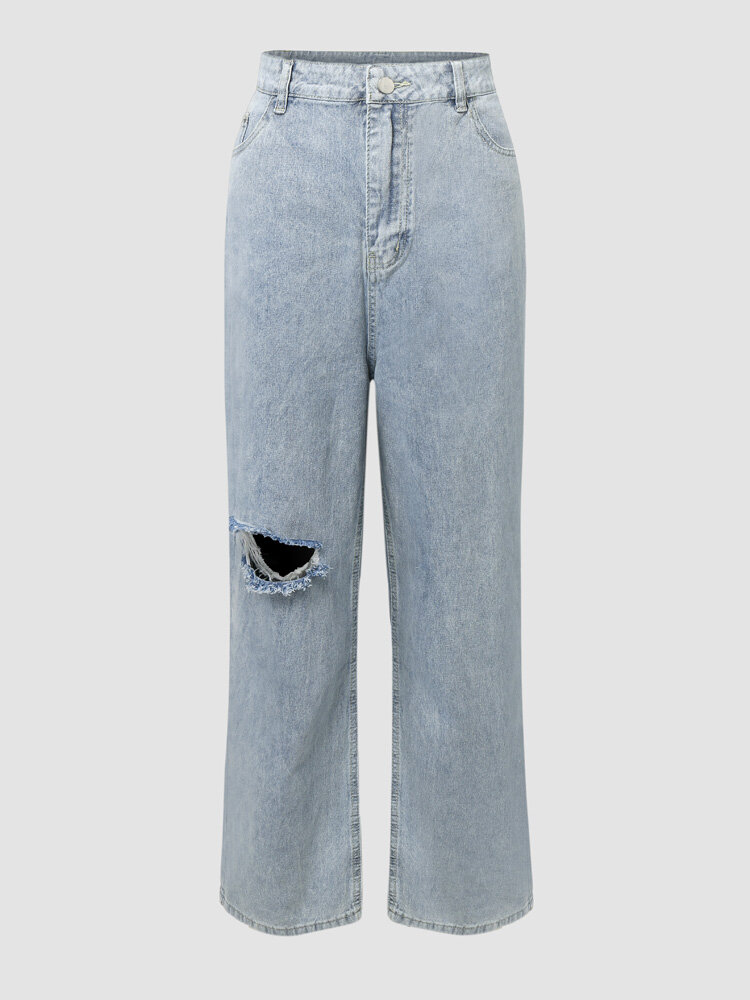 Plus Size Pocket Button Casual Jeans