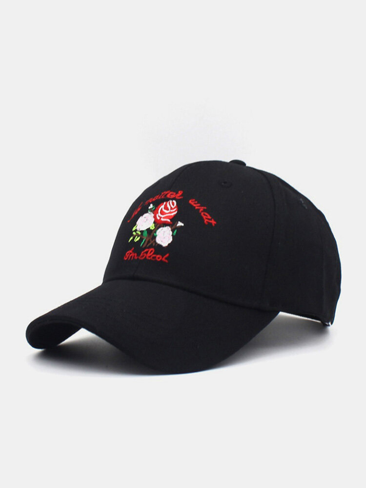 यूनिसेक्स कपास कढ़ाई गुलाब का फूल पैटर्न आउटडोर सनशेड बेसबॉल टोपी