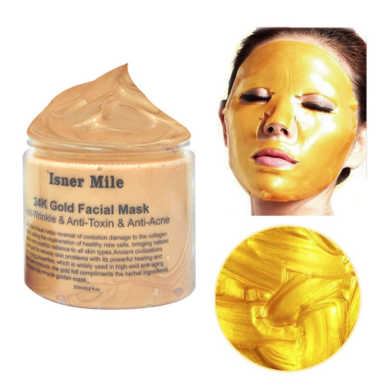 24K Gold Blackhead Removal Facial Mask Nourishing Oil Control Firming Skin Gold Mask Skin Care 200ml
