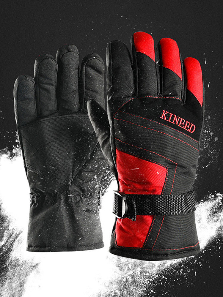 Men Winter Cycling Gloves Velvet Thick Windproof Waterproof Warm Outdoor Ski Full-finger Gloves