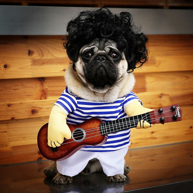 Small Large Pet Dog Costumes Guitar Player Coats Clothes Party Cosplay 