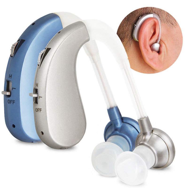 

Rechargeable Hearing Aids Hearing Amplifier Noise Reduction Adaptive Feedback Cancellation Tool, Light blue;silver