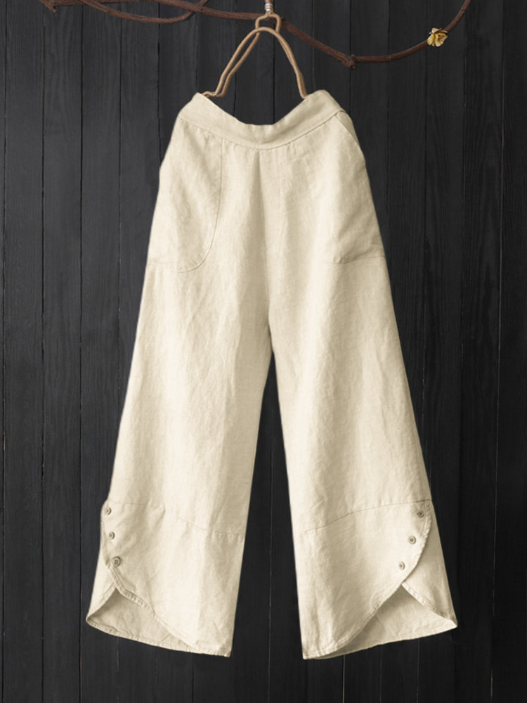 Vintage Asymmetrical Button Pants
