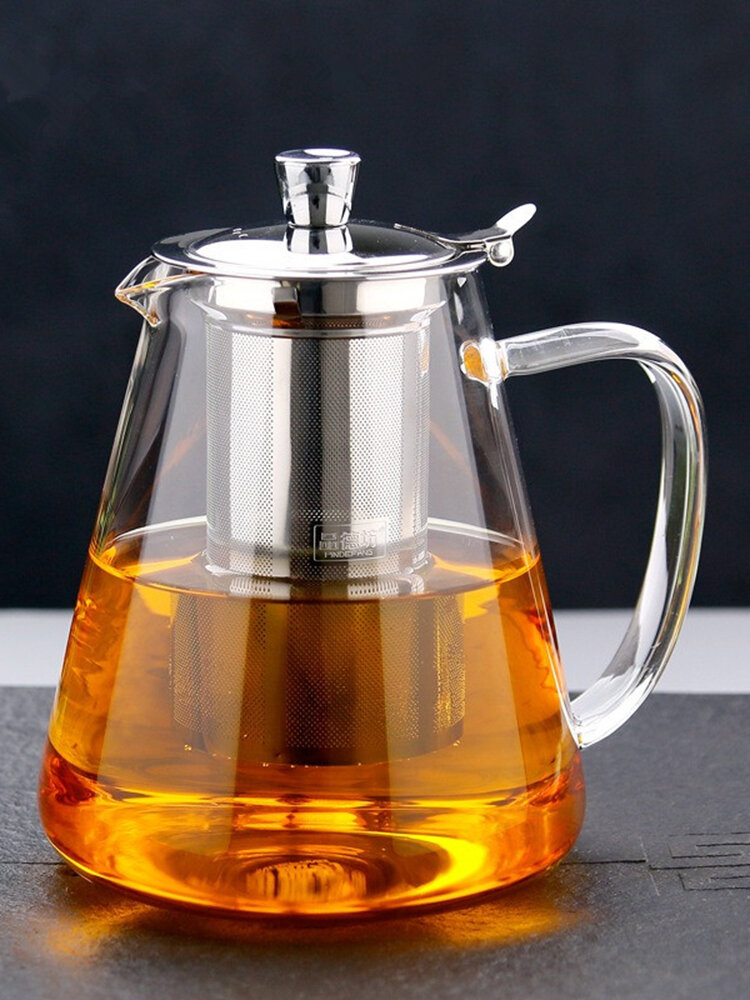 Hand-blown Heat Resistant Borosilicate Glass Teapot with Upgraded Stainless Steel Infuser