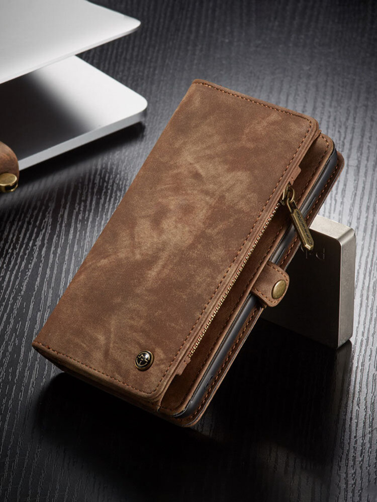 Men Vintage Faux Leather Multifunction Waterproof Long Wallet Phone Bag