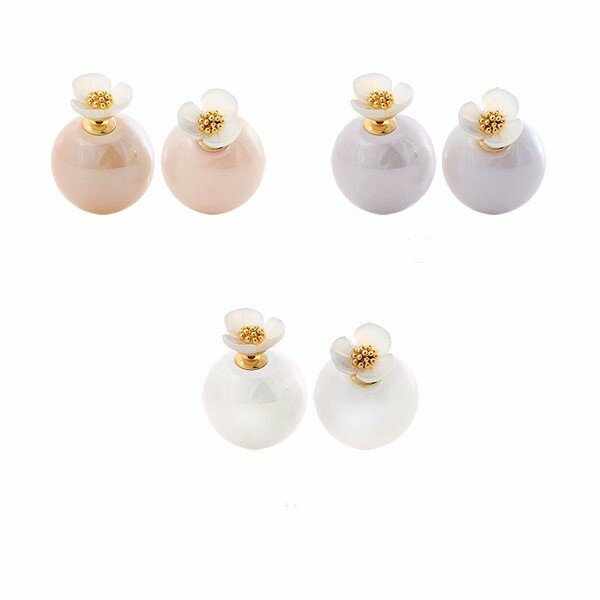 2 Style Sweet Simple Earrings Elegant Flower Ball Earrings For Women Gift