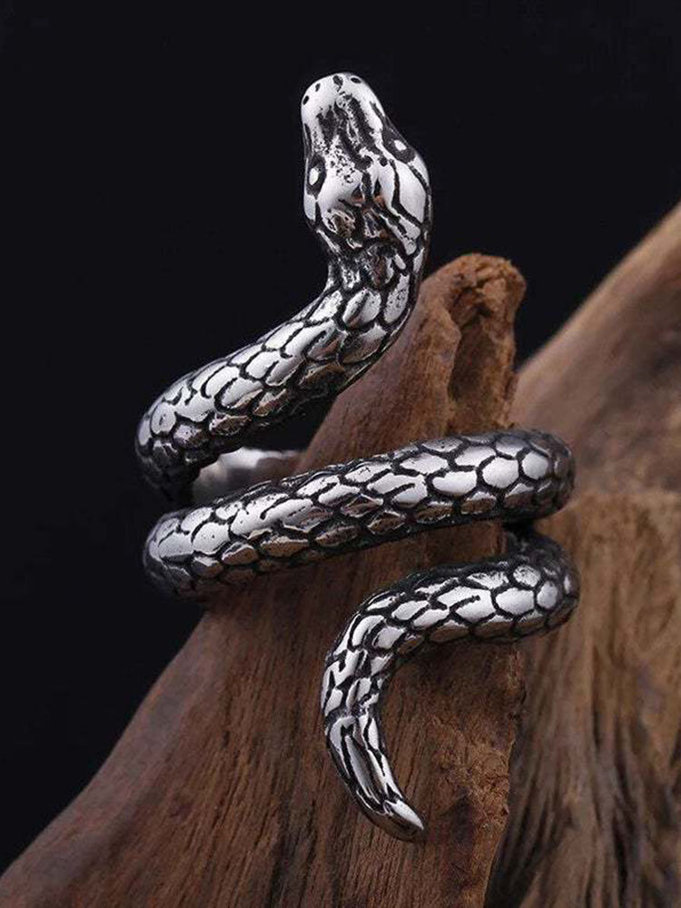 Three-dimensional Metal Snake-Shaped Ring Vintage Animal-Shape Ring