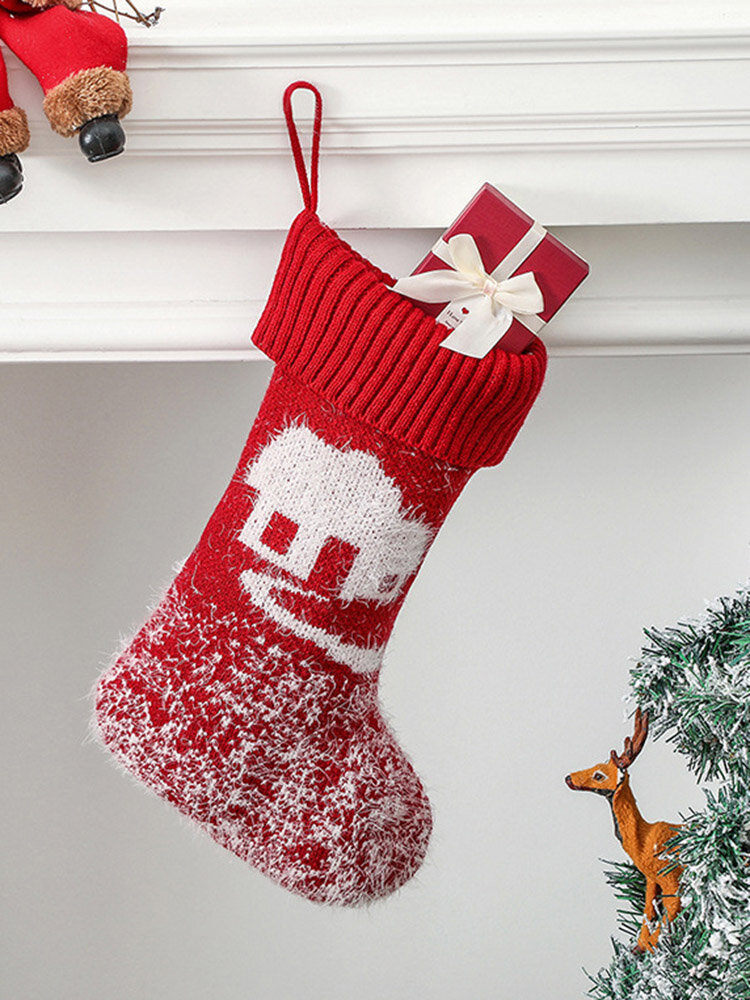 

1 PC Hanging Ornaments Dacron Snowflake Christmas Tree Decorative Socks Fireplace Big Candy Bag Christmas Stockings