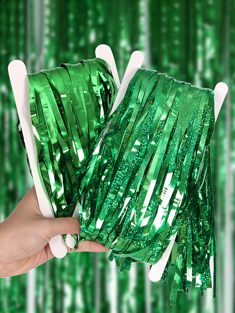 

Happy St. Patrick's Day Backdrop Rain Curtain Fringe Foil Glitter Curtain Party Favors Supplies Rain For Photo Tinsel Ch