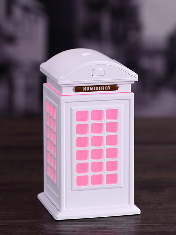 

New British Style Telephone Booth Air Humidifier Good Quality Mist Maker USB LED Night Diffuser, Red