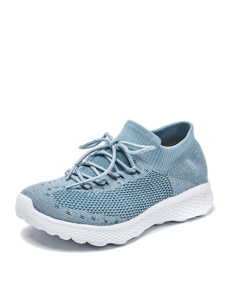 

Women Brief Pure Color Lace-up Breathable Light Weight Walking Shoes, White;black;blue;pink