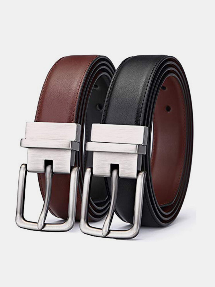 Hot Sale Belt Men's Leather Casual Two-side Rotating Pin Buckle Belt Professional