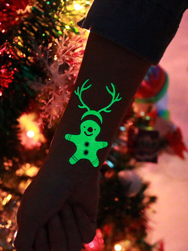 Christmas Luminous Temporary Tattoo Stickers Carnival Party Body Arm Water Transfer Paper