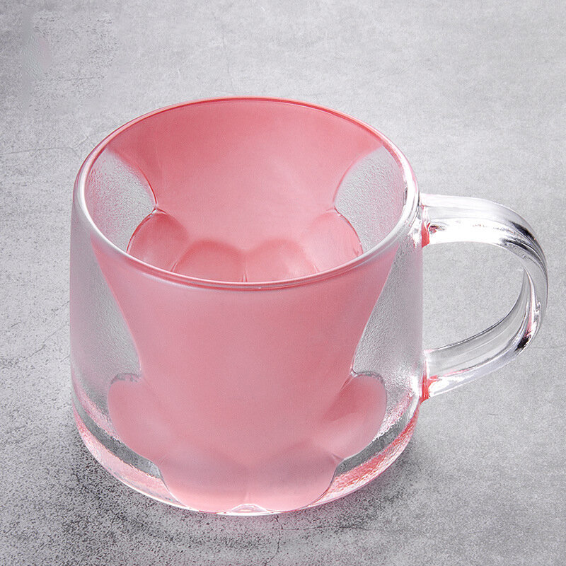 

Glass Cat Claw Shape Coffee Mug Cute Cat Claw Milk Cup Two Colors Combined Water Mug Tea Juice Cup