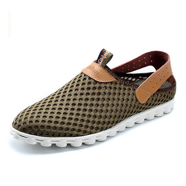 Big Size Mesh Breathable Slip On Flat Casual Sport Shoes For Men