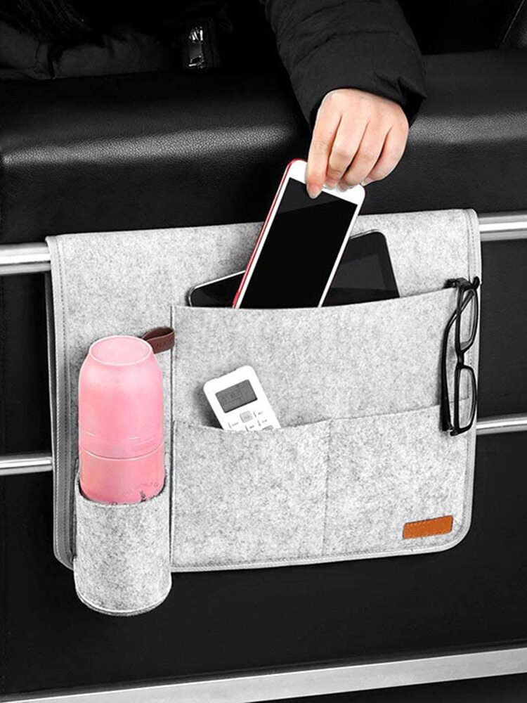 1PC Non-woven Fabric Large Capacity Separate Grid Sofa Armrest Chair Hanging Portable Bottle Phone Glasses Organizer Storage Bag