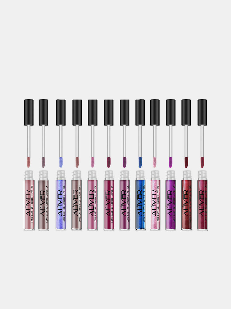 ALIVER Matte Liquid Lipstick Metallic Lip Gloss Cosmetic Waterproof Long Lasting Nude Pigments Lips 