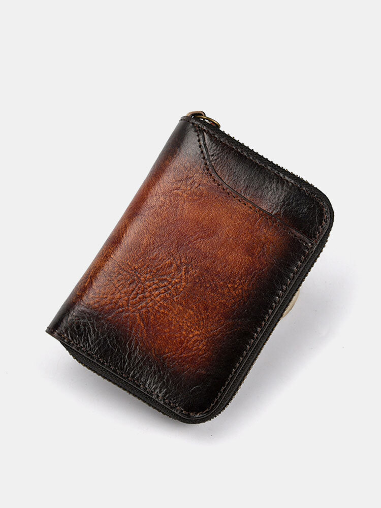 Vintage Genuine Leather RFID 12 Card Slots Wallet Card Holder For Men