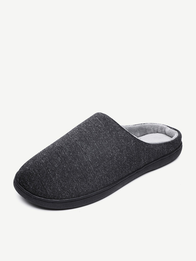 Men Pure Color Fabric Warm Lining Slip On Casual Slippers
