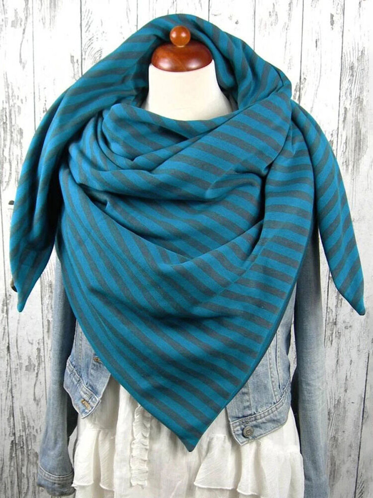Women Casual All-match Thick Warmth Shawl With Buckle Printed Scarf