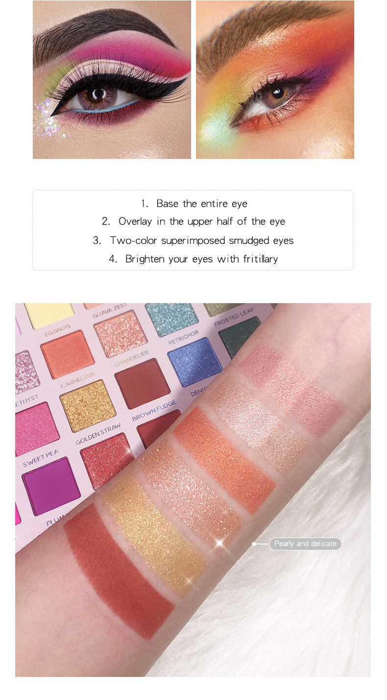 28 Colors Feather Eyeshadow Palette Matte Pearlescent Polarized Glitter Lasting Eyeshadow Palette