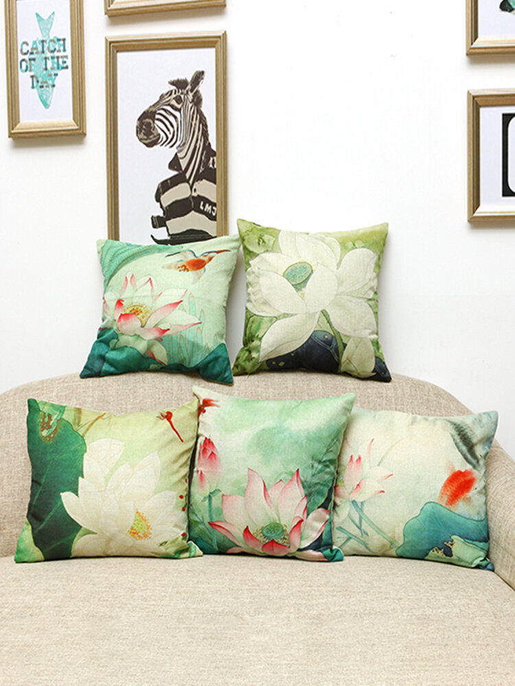 Flower Linen Cushion Cover Traditional Chinese Painting Pillow Case Home Sofa Chair Decor от Newchic WW