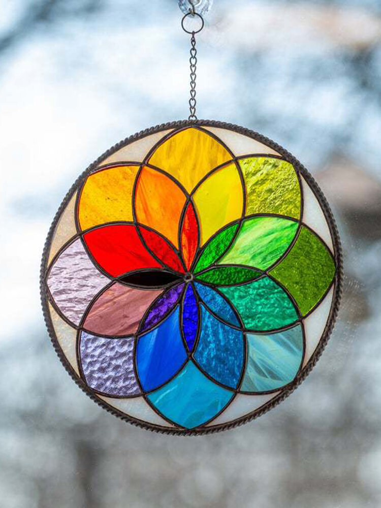 Rainbow Color Wheel Stained Glass Suncatcher