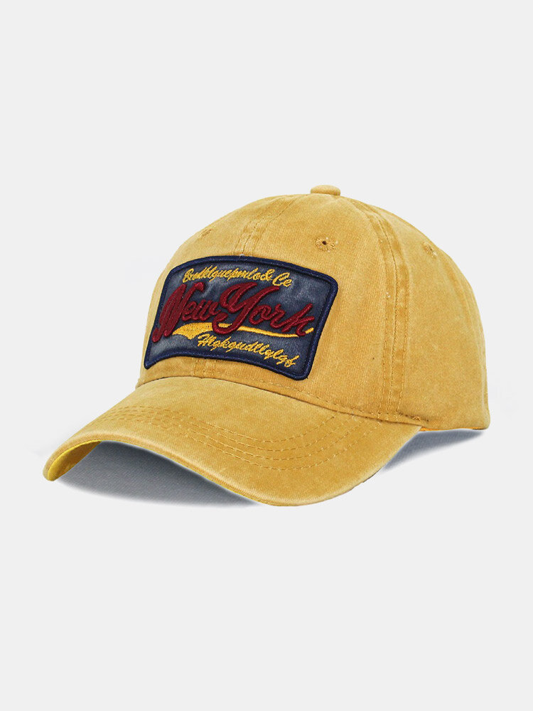 

Unisex Washed Distressed Cotton Letter Embroidery Patch All-match Sunscreen Baseball Cap, Yellow;black;wine red;gray;navy;army green