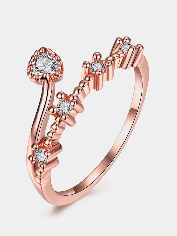 Sweet Luxury Ring Rose Gold Heart Rhinestone Ring for Women