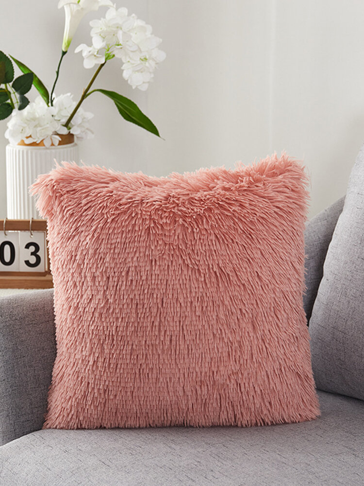 1 pieza funda de cojín sólida de felpa larga decorativa funda de almohada para asiento sofá almohada para abrazar Caso decoración del hogar