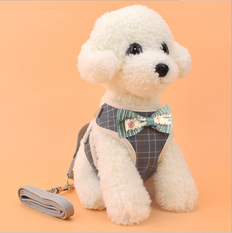 Pet Strap Leash Dog Small Dog Vest-style Bow Evening Dress Chest Strap Dog And Cat Universal