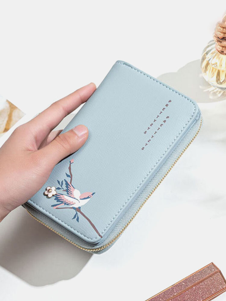 Women PU Leather Ethnic Multi-card Slots Photo Card Phone Bag Money Clip Wallet Coin Purse