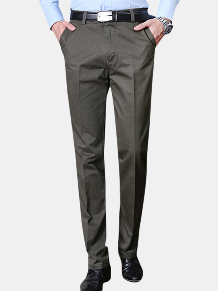 Mens Casual Slim Fit Formal Business Straight fleece lined Trousers Pencil Pants
