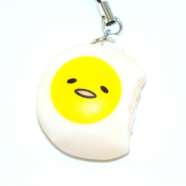 Squeeze Lazy Egg Yellow Stress Reliever Phone Bag Strap Pendent 4cm With Strap