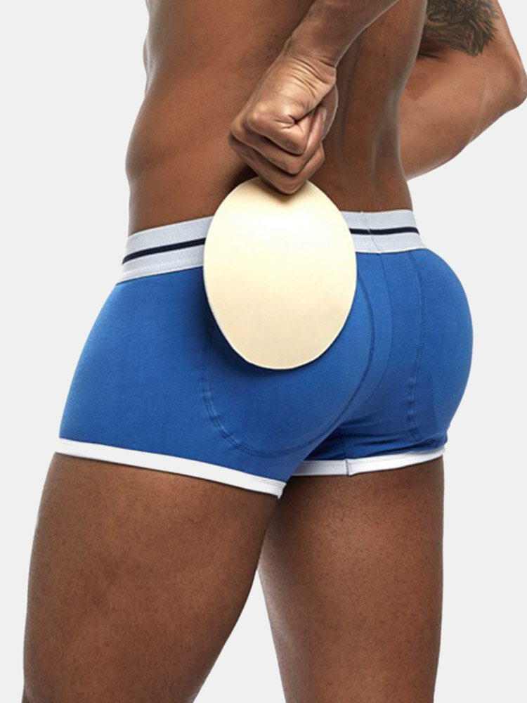 

Men U Convex Butt Removable Padded Sexy Basic Boxers Briefs, White;black;navy;blue