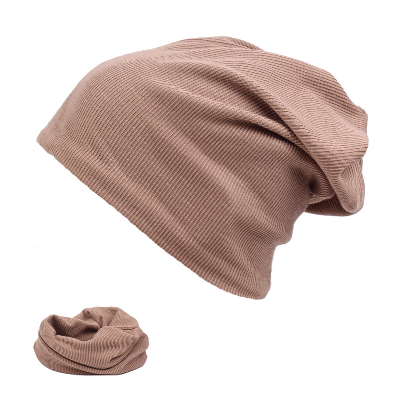 

Men Soft Breathable Cotton Beanies Hat Autumn Leisure Warm Dual-Use Head Cap, Khaki