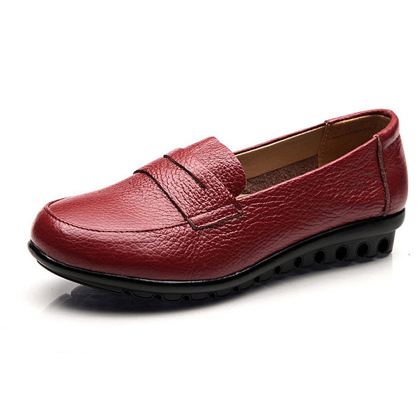 Leather Pure Color Slip On Cozy Driving Mocassins Mother Flat Shoes