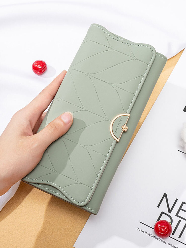 Women Artificial Leather Brief Large Capacity Long Purse Casual Elegant Fashion Wallet