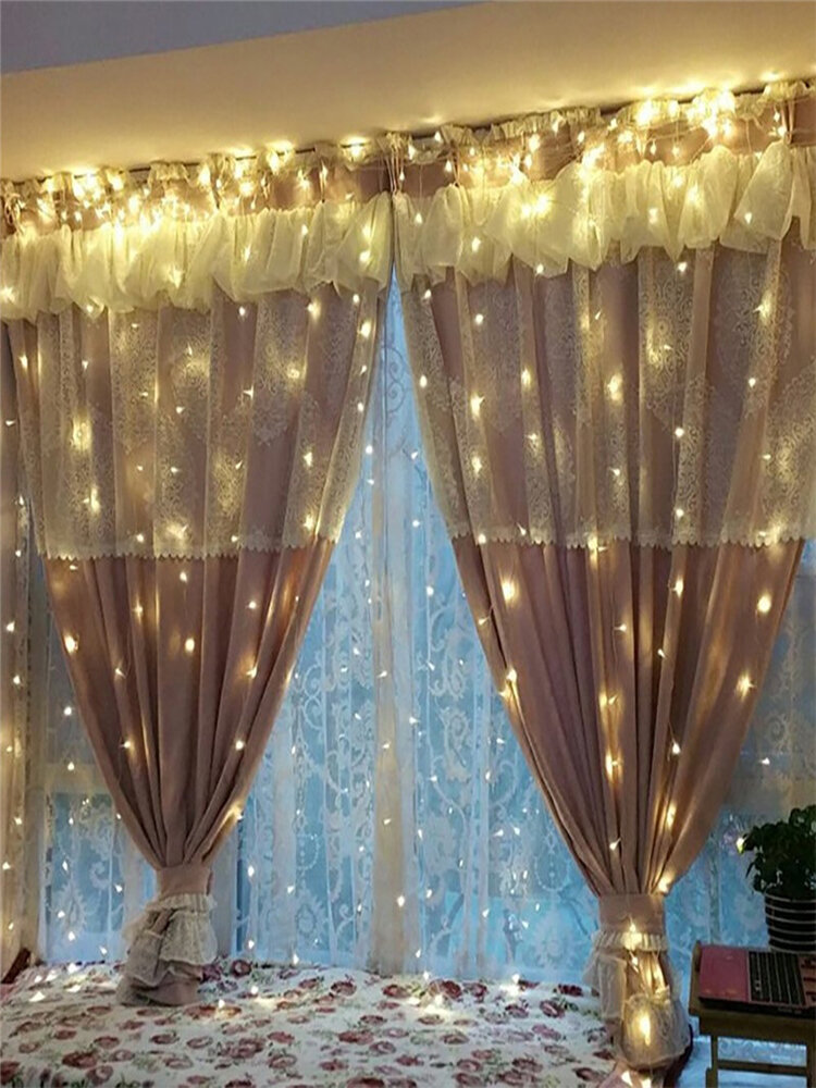 3mx3m LED Solar Powered Fairy String Curtain Light Lamp Outdoor Party Xmas Party